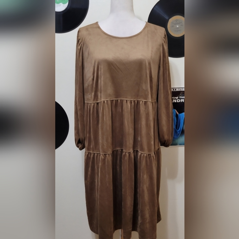 Tommy Hilfiger | Walnut Faux Suede Babydoll Dress